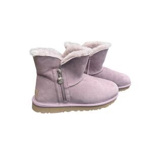 Ugg Light Pink/ Purple Suede Boots with Faux Fur Lining Women 9